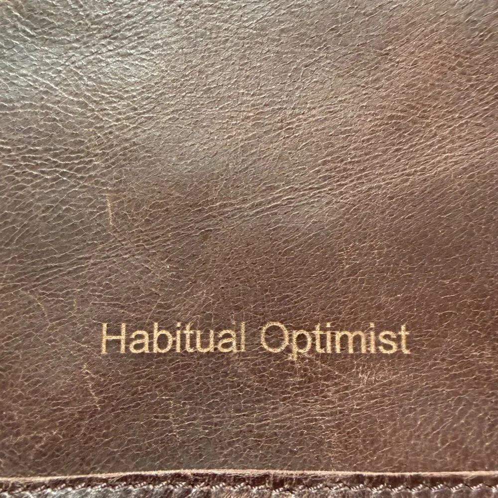 Habitual Optimist Men's Messenger Bag Brown Leather Adjustable Strap School